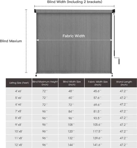Miniatura 7 de VICLLAX - Tela para persiana enrollable para exteriores, persianas para porch y gazebo, persianas para patio sin cables enrollables