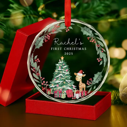 Miniatura 13 de Adorno de cristal personalizado para anuncio de bebé, adorno de Feliz Navidad, abuela y abuelo te veo en 2024, regalo de abuelos promocionados