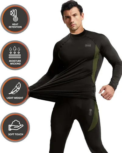 Miniatura 2 de CL convallaria Conjunto de ropa interior térmica para hombre con bragueta, capa base larga para invierno, equipo de caza, parte superior e inferior
