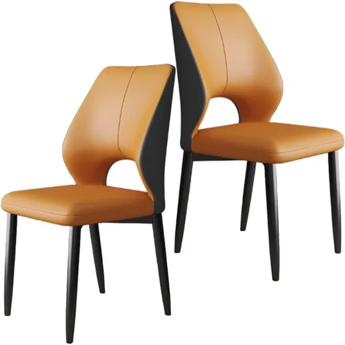 Miniatura 17 de YVYKFZD Simple Dining Chairs Set, PU Leather Kitchen Chairs, Armless Dining Room Chair with Metal Legs, Upholstered Living Room Chair, for Bedroom