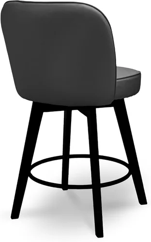 Miniatura 8 de MINCETA Juego de 2 taburetes de bar giratorios de 360°, taburete de bar de 26 pulgadas de altura de mostrador con respaldo de concha, silla de bar