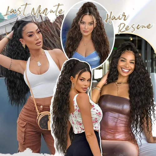 Miniatura 7 de KooKaStyle Extensión de cola de caballo con cordón de 26 pulgadas (66 cm) para mujeres, extensiones de cabello sintético rizado largo para uso