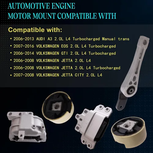 Miniatura 2 de Juego de 5 soportes de motor y montaje de transmisión compatibles con A3 2006-2013, EOS 2007-2016, GTI 2006-2014, Jetta 2006-2008, repuesto Jetta