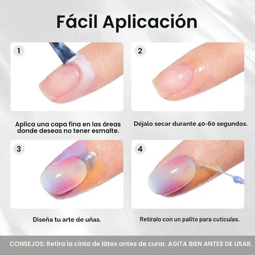 Miniatura 7 de Beetles - Látex líquido sin olor para uñas, 0.5 onzas líquidas, barrera de esmalte de uñas de látex blanco, protector de cutículas para gel