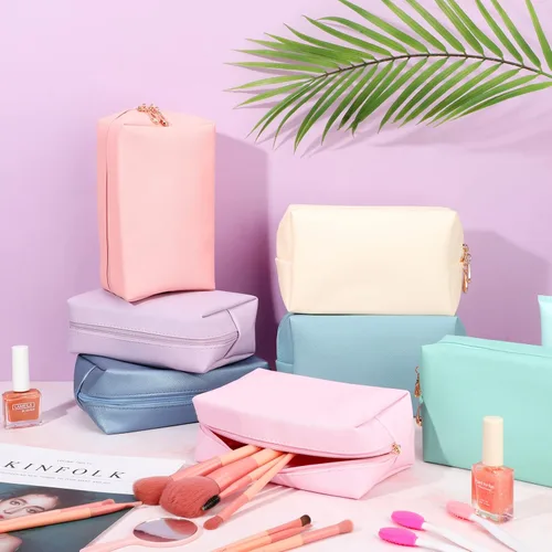Miniatura 4 de Jexine 12 piezas pequeña bolsa de maquillaje resistente al agua de piel sintética bolsa de cosméticos bolsa de viaje bolsa mini bolsa con cremallera