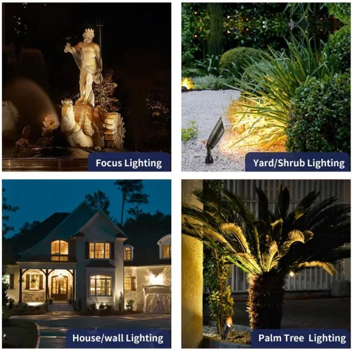 Miniatura 5 de Gardenreet Focos de paisaje de latón de bajo voltaje, luz LED para exteriores de 12 V, luces con cable IP65 impermeables, bronce antiguo