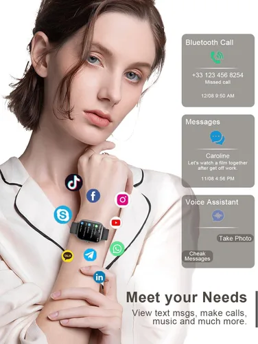 Miniatura 3 de Relojes inteligentes para hombres y mujeres Fitness: reloj de seguimiento de fitness con llamada Bluetooth 24/7, frecuencia cardíaca SpO2, monitor