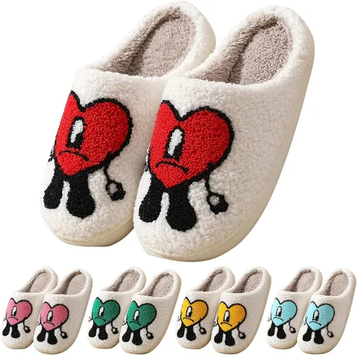 Zapatos casuales para parejas, lindas pantuflas para mujeres y hombres, pantuflas de forro polar de dibujos animados, pantuflas de felpa para