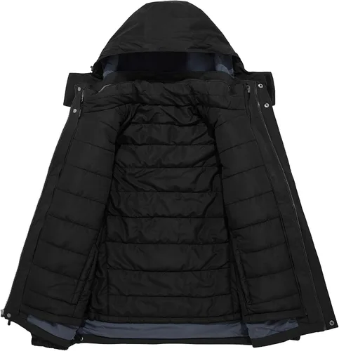 Miniatura 3 de Wantdo - Chaqueta de esquí 3 en 1 para hombre, impermeable, forro extraíble
