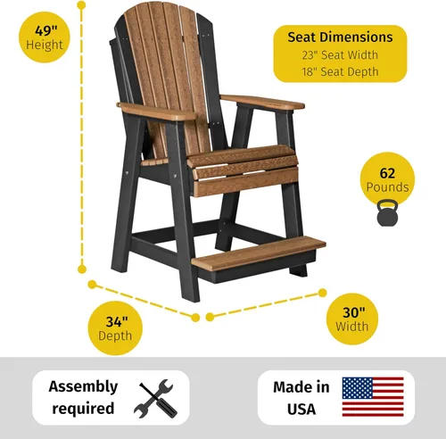 Miniatura 2 de LuxCraft Silla Balcón - Altura del mostrador - Aruba sobre Negro