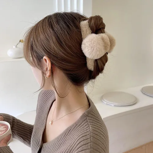 Miniatura 5 de Lindas pinzas de pelo para cabello rizado, elegante y esponjoso, pelo sintético, clip grande para cabello fino y largo, antideslizante, para mujeres