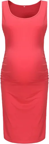 KUNINDOME Vestidos de maternidad para uso diario, fotografía de baby shower, vestidos sin mangas de manga corta, fruncido lateral