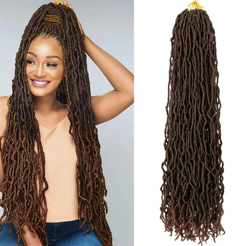 Miniatura 26 de Umylar - Paquetes de 7 rastas sintéticas de ganchillo de 24 pulgadas / 61 cm., extensiones de rastas suaves de diosa, cabello sintético de ganchillo