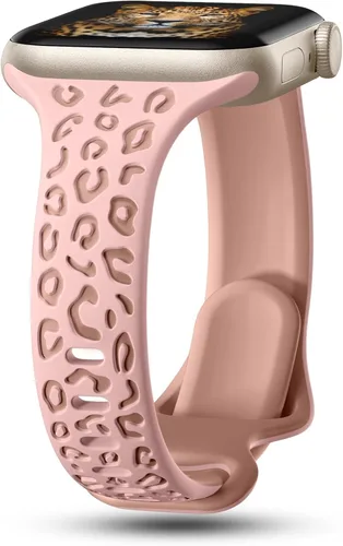 Miniatura 18 de CreateGreat Correas Delgadas con Grabado de Leopardo Compatibles con Apple Watch de 41mm 40mm 38mm 49mm 46mm 45mm 44mm 42mm para Mujeres, Correa