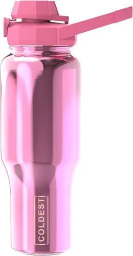 Miniatura 10 de Botella de agua deportiva más fría - Tapas 3 en 1 (Trago, Pajita, Asa) - Vaso aislado de acero inoxidable con asa - Taza de agua al vacío, regalos