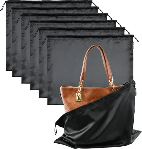 Paquete de 6 bolsas antipolvo para bolsos, bolsas de seda para bolsos, bolsos, zapatos, botas, bolsa de seda a prueba de polvo con cordón, bolsa de