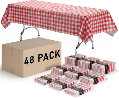 Miniatura 11 de Exquisite Cubierta de Mesa para Picnic - Paquete de 6 Manteles Premium Rectangulares de Plástico - Cubierta de Mesa para BBQ a Cuadros Negro