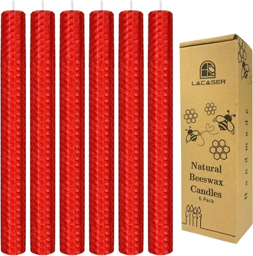 Miniatura 11 de Lacaser - Velas cónicas de cera de abejas de 2 piezas, velas largas de 9 pulgadas para candelabros en amarillo, sin aroma y sin humo, tiempo