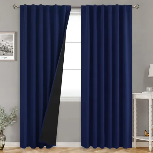 Miniatura 20 de BGment Cortinas 100% opacas beige de 63 pulgadas de largo con forro aislante térmico, bolsillo para varilla y lengüeta trasera de doble capa