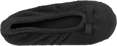 Miniatura 2 de Isotoner - Pantuflas de microfibra con patrón de chevrón para mujer con suela de ante y absorción de humedad para mayor comodidad