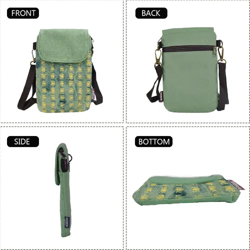 Miniatura 6 de WITERY Monedero pequeño de lona para teléfono celular, hecho a mano, lindo bolso cruzado para teléfono con correa ajustable para el hombro Agujero