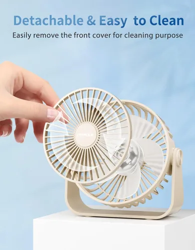 Miniatura 6 de TriPole Ventilador de escritorio USB portátil, potente ventilador de escritorio personal de 3 velocidades con rotación de cabeza de 360°