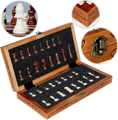 Miniatura 3 de Syrace, juego de ajedrez de madera hecho a mano, 11.8 x 11.8 pulgadas