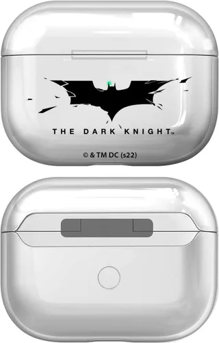 Head Case Designs Cubierta de cristal duro transparente con logotipo de The Dark Knight con licencia oficial compatible con la funda de carga Apple