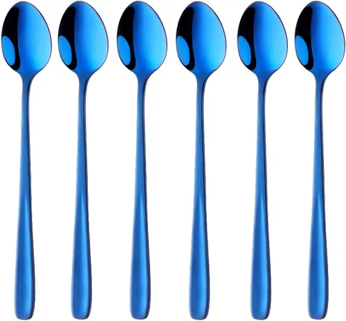 Miniatura 15 de Buyer Star Cucharas de té helado de mango largo, juegos de cucharas de café resistentes de 8 pulgadas 18/10 para mezclar, mezclar cócteles, té, Oro