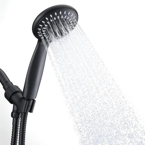 Cabezal de Ducha con Mango, Briout Cabezal de Ducha de 5 Configuraciones Alta Presión Potente Rociado de Agua con Manguera de Acero Inoxidable y