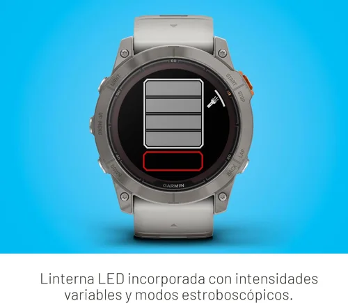 Miniatura 5 de Garmin fēnix 7X Pro Sapphire Solar, reloj inteligente GPS multideportivo, linterna integrada, capacidad de carga solar, gris niebla/naranja brasa