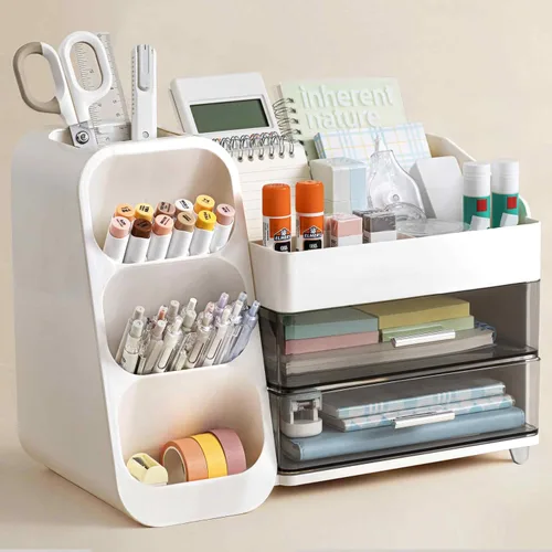 Miniatura 11 de HBlife Desk Organizer with Pen Pencil Holder for Desk, Pen Organizer with 2 Drawers, Desk Organizers and Accessories with 4 Compartments, Desktop