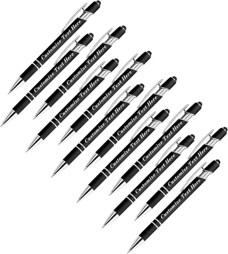Miniatura 115 de Bolígrafos personalizados a granel con punta de lápiz capacitivo, 12 bolígrafos personalizados con logotipo de mensaje con nombre, bolígrafos