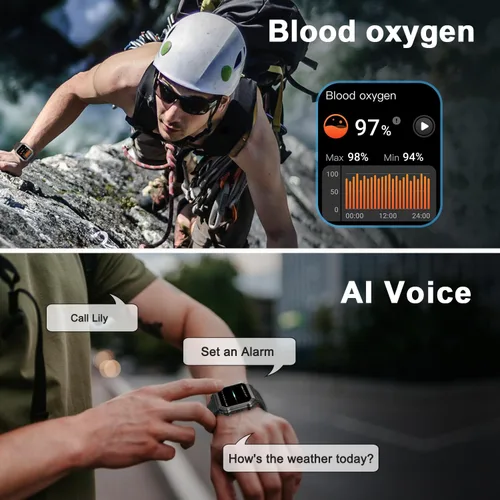 Miniatura 7 de Reloj inteligente para hombre, rastreador de ejercicio: relojes digitales militares para hombre, Bluetooth, responder llamadas, correr, impermeable