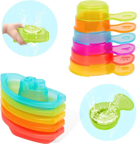 Juguetes de baño para bebés de 1 a 3 años, 11 unidades, juguetes de baño sin moho para niños pequeños de 2 a 4 años con coloridos barcos flotantes y