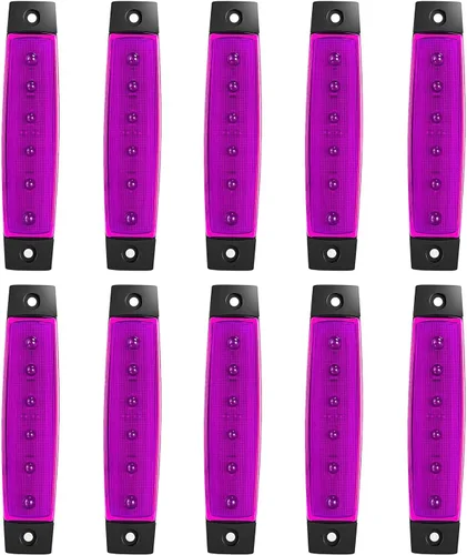 Miniatura 12 de Paquete de 10 Luces Laterales Marcadoras de Remolque DC 12V Verde Ahumado 3.8" 6 LED Barra de Luz de Gálibo Tira de Luz Indicadora de Señal