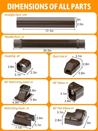 Miniatura 3 de Kit de cubierta de línea marrón de 3 pulgadas de ancho x 16 pies de largo, para mini aire acondicionado dividido sin conductos, cubierta decorativa