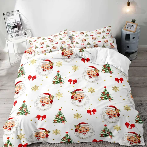 Miniatura 18 de LUVIVIHOME Juego de 3 Piezas de Funda de Edredón de Navidad Tamaño Queen, Juegos de Ropa de Cama, Funda de Edredón a Cuadros Búfalo Negro y Rojo