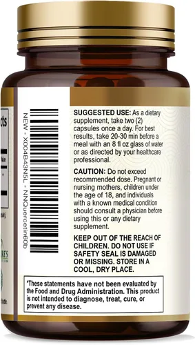 Miniatura 8 de Quercetin Dihydrate 1000mg per Serving - Premium Plant-Based Bioflavonoids - Extra Strength Antioxidant Immune & Respiratory Health Support - High