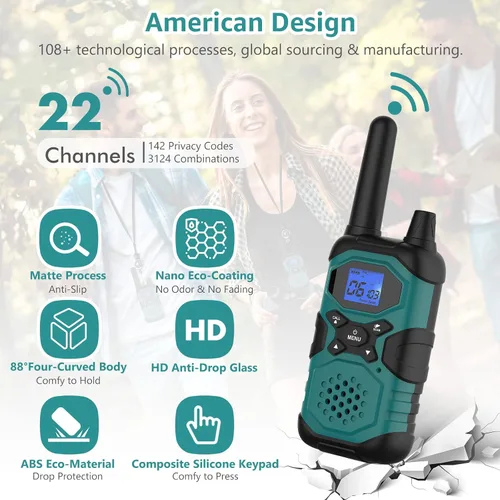 Miniatura 5 de Topsung Walkie Talkies for Adults Long Range Rechargeable 4 Pack, Multi-purpose USB 2 Way Radio NOAA Walkie-Talkie with 4500mAh Battery for Family
