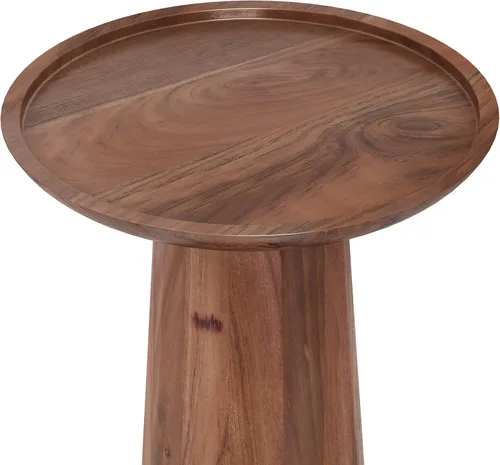 Miniatura 4 de SIMPLIHOME Dayton - Mesa auxiliar redonda de madera de acacia maciza de 13 pulgadas de ancho, estilo contemporáneo en color marrón claro, coñac claro