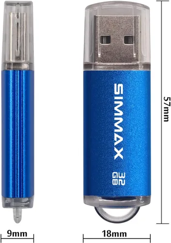 Miniatura 7 de SIMMAX Paquete de 5 unidades flash USB 2.0 de 32 GB con indicador LED (azul verde, negro, rojo y morado)