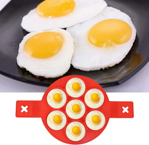 Miniatura 4 de Molde para freír huevos, 2 anillos de silicona antiadherentes para hacer panqueques, molde de tortilla para cocinar con asas para huevos