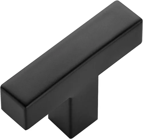 Ravinte Paquete de 1 pomos cuadrados negros para gabinete, tiradores cuadrados de 2 pulgadas, color negro mate, manijas de gabinete de cocina de un