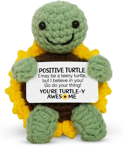 OASSIE Regalos de tortugas para mujeres, mini animales de ganchillo de tortuga positiva hechos a mano, regalos de cumpleaños, relajación, Tortuga