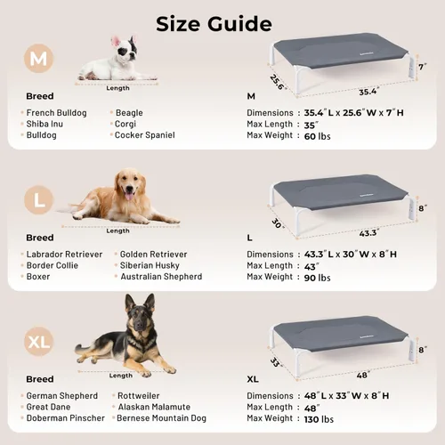 Miniatura 6 de ZOMISIA Cama elevada para perro con ensamble sin herramientas - Cama de enfriamiento elevada para perros al aire libre para mascotas grandes, hamaca