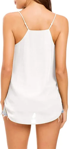 Miniatura 3 de Camiseta de chifón con tirantes delgados ajustables y cuello en V