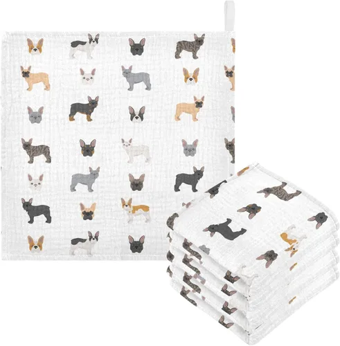 Miniatura 36 de Toallas de algodón para bebé, toallas de baño unisex para recién nacidos, toallitas naturales para piel delicada, 11.8 x 11.8 pulgadas, paquete de 5