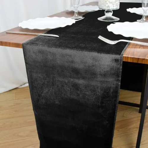 Miniatura 3 de Efavormart - Camino de mesa de terciopelo negro de alta calidad de 12 x 107 pulgadas para decoración de bodas y fiestas