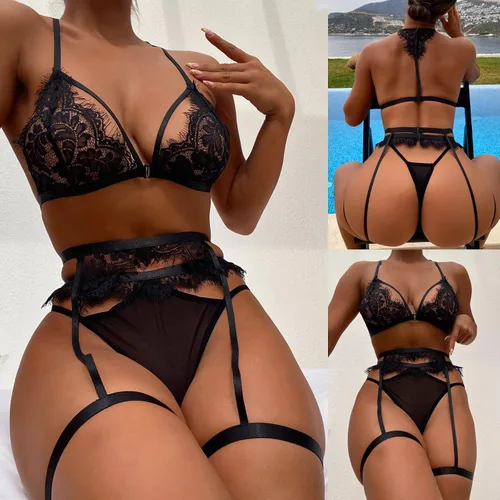 Miniatura 2 de Ropa de dormir larga y cálida Bustier Ropa interior de peluche de talla grande para mujer ropa interior térmica sexy de encaje para mujer